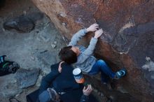 Bouldering in Hueco Tanks on 01/06/2020 with Blue Lizard Climbing and Yoga
Filename: SRM_20200106_1102310.jpg
Aperture: f/4.0
Shutter Speed: 1/250
Body: Canon EOS-1D Mark II
Lens: Canon EF 50mm f/1.8 II
