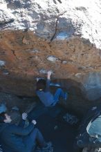 Bouldering in Hueco Tanks on 01/06/2020 with Blue Lizard Climbing and Yoga
Filename: SRM_20200106_1450120.jpg
Aperture: f/5.0
Shutter Speed: 1/320
Body: Canon EOS-1D Mark II
Lens: Canon EF 50mm f/1.8 II