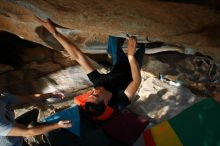 Bouldering in Hueco Tanks on 02/14/2020 with Blue Lizard Climbing and Yoga
Filename: SRM_20200214_1703110.jpg
Aperture: f/8.0
Shutter Speed: 1/250
Body: Canon EOS-1D Mark II
Lens: Canon EF 16-35mm f/2.8 L