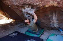 Bouldering in Hueco Tanks on 02/16/2020 with Blue Lizard Climbing and Yoga
Filename: SRM_20200216_1044540.jpg
Aperture: f/5.0
Shutter Speed: 1/250
Body: Canon EOS-1D Mark II
Lens: Canon EF 16-35mm f/2.8 L
