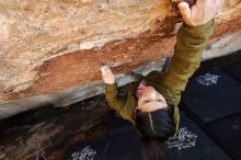 Bouldering in Hueco Tanks on 02/16/2020 with Blue Lizard Climbing and Yoga
Filename: SRM_20200216_1618070.jpg
Aperture: f/5.0
Shutter Speed: 1/250
Body: Canon EOS-1D Mark II
Lens: Canon EF 16-35mm f/2.8 L