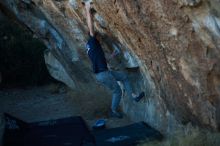 Bouldering in Hueco Tanks on 02/16/2020 with Blue Lizard Climbing and Yoga
Filename: SRM_20200216_1822130.jpg
Aperture: f/1.8
Shutter Speed: 1/200
Body: Canon EOS-1D Mark II
Lens: Canon EF 50mm f/1.8 II