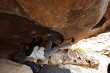 Bouldering in Hueco Tanks on 02/21/2020 with Blue Lizard Climbing and Yoga

Filename: SRM_20200221_1042050.jpg
Aperture: f/4.5
Shutter Speed: 1/250
Body: Canon EOS-1D Mark II
Lens: Canon EF 16-35mm f/2.8 L