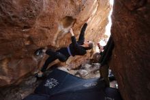 Bouldering in Hueco Tanks on 02/25/2020 with Blue Lizard Climbing and Yoga
Filename: SRM_20200225_1434090.jpg
Aperture: f/4.5
Shutter Speed: 1/250
Body: Canon EOS-1D Mark II
Lens: Canon EF 16-35mm f/2.8 L