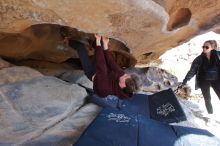 Bouldering in Hueco Tanks on 02/25/2020 with Blue Lizard Climbing and Yoga
Filename: SRM_20200225_1519140.jpg
Aperture: f/5.6
Shutter Speed: 1/250
Body: Canon EOS-1D Mark II
Lens: Canon EF 16-35mm f/2.8 L