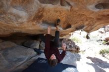Bouldering in Hueco Tanks on 02/25/2020 with Blue Lizard Climbing and Yoga
Filename: SRM_20200225_1519400.jpg
Aperture: f/8.0
Shutter Speed: 1/250
Body: Canon EOS-1D Mark II
Lens: Canon EF 16-35mm f/2.8 L