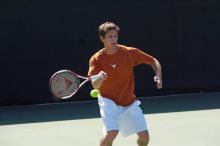 Luis Diaz Barriga and Bernhard Deussner. The University of Texas (UT) men's tennis team defeated Georgia Tech (GT) Saturday, February 24, 2007..
Filename: SRM_20070224_1342524.jpg
Aperture: f/5.0
Shutter Speed: 1/1000
Body: Canon EOS-1D Mark II
Lens: Canon EF 80-200mm f/2.8 L