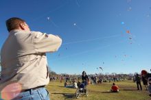 Former UT student Jeff Greenwell attempts to fly a kite at the 79th annual Zilker Park Kite Festival, Sunday, March 4, 2007.
Filename: SRM_20070304_1535142.jpg
Aperture: f/11.0
Shutter Speed: 1/250
Body: Canon EOS-1D Mark II
Lens: Sigma 15-30mm f/3.5-4.5 EX Aspherical DG DF