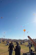 Madhav Tadikonda, class of 1997, and Anjali Patel, class of 1999, fly a UT kite at the 79th annual Zilker Park Kite Festival, Sunday, March 4, 2007.

Filename: SRM_20070304_1540421.jpg
Aperture: f/11.0
Shutter Speed: 1/250
Body: Canon EOS-1D Mark II
Lens: Sigma 15-30mm f/3.5-4.5 EX Aspherical DG DF