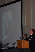 Nicholas A. Peppas gave the AIChE institute lecture, Le Plus &Atilde;�a Change...Nanotechnology and Bioengineering in An Evolving Chemical Engineering World, on Wednesday, November 7, 2007.

Filename: SRM_20071107_1424226.jpg
Aperture: f/5.6
Shutter Speed: 1/250
Body: Canon EOS-1D Mark II
Lens: Canon EF 80-200mm f/2.8 L