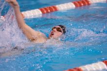 UT sophomore Trey Hoover competed in the 400 yard IM with a time of 4:10.06. The University of Texas Longhorns defeated The University of Georgia Bulldogs 157-135 on Saturday, January 12, 2008.
Filename: SRM_20080112_1239145.jpg
Aperture: f/2.8
Shutter Speed: 1/400
Body: Canon EOS-1D Mark II
Lens: Canon EF 300mm f/2.8 L IS