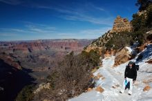 Beth Marek hiking down the South Kaibab trail, backpacking the Grand Canyon with Beth, Thursday, January 1, 2009.
Filename: SRM_20090101_12064968.jpg
Aperture: f/16.0
Shutter Speed: 1/250
Body: Canon EOS-1D Mark II
Lens: Canon EF 16-35mm f/2.8 L