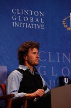 Blake Mycoskie, founder of TOMS shoes, donates one pair of shoes to a third world country for every pair of shoes they sell.  Day one of the 2nd Annual Clinton Global Initiative University (CGIU) meeting was held at The University of Texas at Austin, Friday, February 13, 2009.

Filename: SRM_20090213_16543227.jpg
Aperture: f/4.0
Shutter Speed: 1/250
Body: Canon EOS-1D Mark II
Lens: Canon EF 80-200mm f/2.8 L