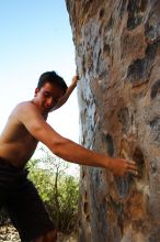 Raanan Robertson rock climbing in Hueco Tanks State Park and Historic Site during the Hueco Tanks Awesome Fest 2010 trip, Friday, May 21, 2010.
Filename: SRM_20100521_19284627.JPG
Aperture: f/5.6
Shutter Speed: 1/250
Body: Canon EOS-1D Mark II
Lens: Canon EF 16-35mm f/2.8 L