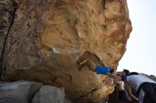 Steve Marek rock climbing in Hueco Tanks State Park and Historic Site during the Hueco Tanks Awesome Fest 2010 trip, Sunday, May 23, 2010.
Filename: SRM_20100523_11580575.JPG
Aperture: f/8.0
Shutter Speed: 1/500
Body: Canon EOS-1D Mark II
Lens: Canon EF 16-35mm f/2.8 L