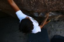 Rock climbing in Hueco Tanks State Park and Historic Site during the Hueco Tanks Awesome Fest 2.0 trip, Saturday, September 04, 2010.

Filename: SRM_20100904_11461521.JPG
Aperture: f/4.0
Shutter Speed: 1/500
Body: Canon EOS 20D
Lens: Canon EF 16-35mm f/2.8 L