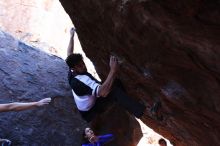 Bouldering in Hueco Tanks on 02/27/2016 with Blue Lizard Climbing and Yoga
Filename: SRM_20160227_1123180.JPG
Aperture: f/2.8
Shutter Speed: 1/250
Body: Canon EOS 20D
Lens: Canon EF 16-35mm f/2.8 L