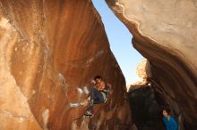 Bouldering in Hueco Tanks on 02/27/2016 with Blue Lizard Climbing and Yoga
Filename: SRM_20160227_1649080.JPG
Aperture: f/9.0
Shutter Speed: 1/250
Body: Canon EOS 20D
Lens: Canon EF 16-35mm f/2.8 L