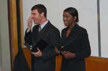 Eric Cullather and Nichole Martin practice their Duo Interpretive of "This Is How It Goes" by Neil Labute.  The University of Texas' Speech Team will compete in the American Forensic Association�s National Individual Events Tournament (AFA NIET) in Gainesv

Filename: SRM_20060325_143348_5.jpg
Aperture: f/3.5
Shutter Speed: 1/160
Body: Canon EOS 20D
Lens: Canon EF 80-200mm f/2.8 L