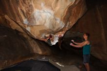 Bouldering in Hueco Tanks on 04/11/2016 with Blue Lizard Climbing and Yoga
Filename: SRM_20160411_1505260.jpg
Aperture: f/8.0
Shutter Speed: 1/250
Body: Canon EOS 20D
Lens: Canon EF 16-35mm f/2.8 L