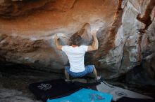 Bouldering in Hueco Tanks on 11/02/2018 with Blue Lizard Climbing and Yoga
Filename: SRM_20181102_1224140.jpg
Aperture: f/4.0
Shutter Speed: 1/400
Body: Canon EOS-1D Mark II
Lens: Canon EF 16-35mm f/2.8 L