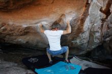 Bouldering in Hueco Tanks on 11/02/2018 with Blue Lizard Climbing and Yoga
Filename: SRM_20181102_1224150.jpg
Aperture: f/4.0
Shutter Speed: 1/400
Body: Canon EOS-1D Mark II
Lens: Canon EF 16-35mm f/2.8 L