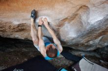 Bouldering in Hueco Tanks on 11/02/2018 with Blue Lizard Climbing and Yoga
Filename: SRM_20181102_1233510.jpg
Aperture: f/4.0
Shutter Speed: 1/250
Body: Canon EOS-1D Mark II
Lens: Canon EF 16-35mm f/2.8 L