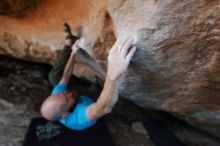Bouldering in Hueco Tanks on 11/02/2018 with Blue Lizard Climbing and Yoga
Filename: SRM_20181102_1253291.jpg
Aperture: f/4.0
Shutter Speed: 1/400
Body: Canon EOS-1D Mark II
Lens: Canon EF 16-35mm f/2.8 L