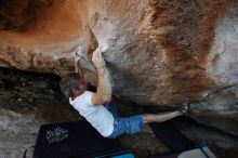 Bouldering in Hueco Tanks on 11/02/2018 with Blue Lizard Climbing and Yoga
Filename: SRM_20181102_1253550.jpg
Aperture: f/4.0
Shutter Speed: 1/400
Body: Canon EOS-1D Mark II
Lens: Canon EF 16-35mm f/2.8 L