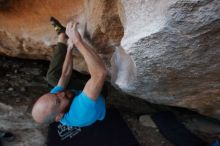 Bouldering in Hueco Tanks on 11/02/2018 with Blue Lizard Climbing and Yoga
Filename: SRM_20181102_1309170.jpg
Aperture: f/4.5
Shutter Speed: 1/320
Body: Canon EOS-1D Mark II
Lens: Canon EF 16-35mm f/2.8 L