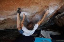 Bouldering in Hueco Tanks on 11/02/2018 with Blue Lizard Climbing and Yoga
Filename: SRM_20181102_1314510.jpg
Aperture: f/4.5
Shutter Speed: 1/400
Body: Canon EOS-1D Mark II
Lens: Canon EF 16-35mm f/2.8 L