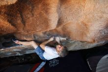 Bouldering in Hueco Tanks on 11/02/2018 with Blue Lizard Climbing and Yoga
Filename: SRM_20181102_1358180.jpg
Aperture: f/4.0
Shutter Speed: 1/400
Body: Canon EOS-1D Mark II
Lens: Canon EF 16-35mm f/2.8 L