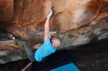 Bouldering in Hueco Tanks on 11/02/2018 with Blue Lizard Climbing and Yoga
Filename: SRM_20181102_1414460.jpg
Aperture: f/4.5
Shutter Speed: 1/250
Body: Canon EOS-1D Mark II
Lens: Canon EF 16-35mm f/2.8 L