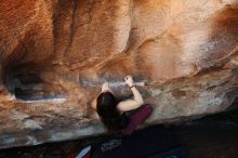 Bouldering in Hueco Tanks on 11/02/2018 with Blue Lizard Climbing and Yoga
Filename: SRM_20181102_1418350.jpg
Aperture: f/4.5
Shutter Speed: 1/250
Body: Canon EOS-1D Mark II
Lens: Canon EF 16-35mm f/2.8 L