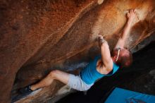 Bouldering in Hueco Tanks on 11/02/2018 with Blue Lizard Climbing and Yoga
Filename: SRM_20181102_1445000.jpg
Aperture: f/4.0
Shutter Speed: 1/400
Body: Canon EOS-1D Mark II
Lens: Canon EF 16-35mm f/2.8 L