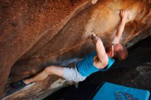 Bouldering in Hueco Tanks on 11/02/2018 with Blue Lizard Climbing and Yoga
Filename: SRM_20181102_1445002.jpg
Aperture: f/4.0
Shutter Speed: 1/320
Body: Canon EOS-1D Mark II
Lens: Canon EF 16-35mm f/2.8 L