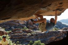Bouldering in Hueco Tanks on 11/03/2018 with Blue Lizard Climbing and Yoga
Filename: SRM_20181103_1011270.jpg
Aperture: f/5.6
Shutter Speed: 1/800
Body: Canon EOS-1D Mark II
Lens: Canon EF 50mm f/1.8 II