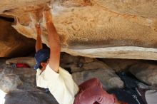 Bouldering in Hueco Tanks on 11/03/2018 with Blue Lizard Climbing and Yoga
Filename: SRM_20181103_1047383.jpg
Aperture: f/5.6
Shutter Speed: 1/500
Body: Canon EOS-1D Mark II
Lens: Canon EF 16-35mm f/2.8 L