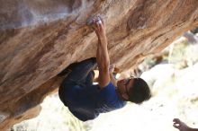 Bouldering in Hueco Tanks on 11/03/2018 with Blue Lizard Climbing and Yoga
Filename: SRM_20181103_1213480.jpg
Aperture: f/2.0
Shutter Speed: 1/2000
Body: Canon EOS-1D Mark II
Lens: Canon EF 50mm f/1.8 II