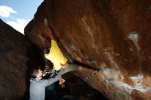 Bouldering in Hueco Tanks on 11/11/2018 with Blue Lizard Climbing and Yoga

Filename: SRM_20181111_1506460.jpg
Aperture: f/8.0
Shutter Speed: 1/250
Body: Canon EOS-1D Mark II
Lens: Canon EF 16-35mm f/2.8 L