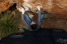Bouldering in Hueco Tanks on 11/24/2018 with Blue Lizard Climbing and Yoga
Filename: SRM_20181124_1737200.jpg
Aperture: f/4.0
Shutter Speed: 1/250
Body: Canon EOS-1D Mark II
Lens: Canon EF 16-35mm f/2.8 L