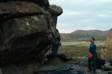 Bouldering in Hueco Tanks on 11/24/2018 with Blue Lizard Climbing and Yoga
Filename: SRM_20181124_1804500.jpg
Aperture: f/2.8
Shutter Speed: 1/250
Body: Canon EOS-1D Mark II
Lens: Canon EF 50mm f/1.8 II