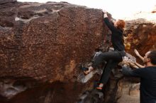 Bouldering in Hueco Tanks on 11/22/2018 with Blue Lizard Climbing and Yoga
Filename: SRM_20181122_1019550.jpg
Aperture: f/5.6
Shutter Speed: 1/250
Body: Canon EOS-1D Mark II
Lens: Canon EF 16-35mm f/2.8 L