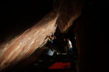 Bouldering in Hueco Tanks on 11/22/2018 with Blue Lizard Climbing and Yoga
Filename: SRM_20181122_1555530.jpg
Aperture: f/8.0
Shutter Speed: 1/250
Body: Canon EOS-1D Mark II
Lens: Canon EF 16-35mm f/2.8 L