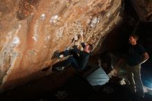 Bouldering in Hueco Tanks on 11/22/2018 with Blue Lizard Climbing and Yoga
Filename: SRM_20181122_1602550.jpg
Aperture: f/8.0
Shutter Speed: 1/250
Body: Canon EOS-1D Mark II
Lens: Canon EF 16-35mm f/2.8 L