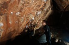 Bouldering in Hueco Tanks on 11/22/2018 with Blue Lizard Climbing and Yoga
Filename: SRM_20181122_1604250.jpg
Aperture: f/8.0
Shutter Speed: 1/250
Body: Canon EOS-1D Mark II
Lens: Canon EF 16-35mm f/2.8 L