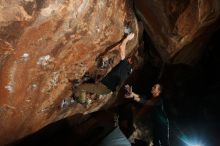 Bouldering in Hueco Tanks on 11/22/2018 with Blue Lizard Climbing and Yoga
Filename: SRM_20181122_1604390.jpg
Aperture: f/8.0
Shutter Speed: 1/250
Body: Canon EOS-1D Mark II
Lens: Canon EF 16-35mm f/2.8 L