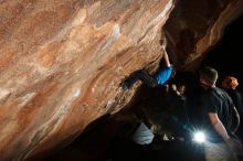 Bouldering in Hueco Tanks on 11/22/2018 with Blue Lizard Climbing and Yoga
Filename: SRM_20181122_1605300.jpg
Aperture: f/8.0
Shutter Speed: 1/250
Body: Canon EOS-1D Mark II
Lens: Canon EF 16-35mm f/2.8 L
