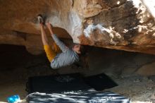 Bouldering in Hueco Tanks on 11/19/2018 with Blue Lizard Climbing and Yoga
Filename: SRM_20181119_1537540.jpg
Aperture: f/2.8
Shutter Speed: 1/250
Body: Canon EOS-1D Mark II
Lens: Canon EF 50mm f/1.8 II