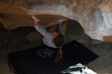 Bouldering in Hueco Tanks on 11/19/2018 with Blue Lizard Climbing and Yoga
Filename: SRM_20181119_1559140.jpg
Aperture: f/2.8
Shutter Speed: 1/250
Body: Canon EOS-1D Mark II
Lens: Canon EF 50mm f/1.8 II